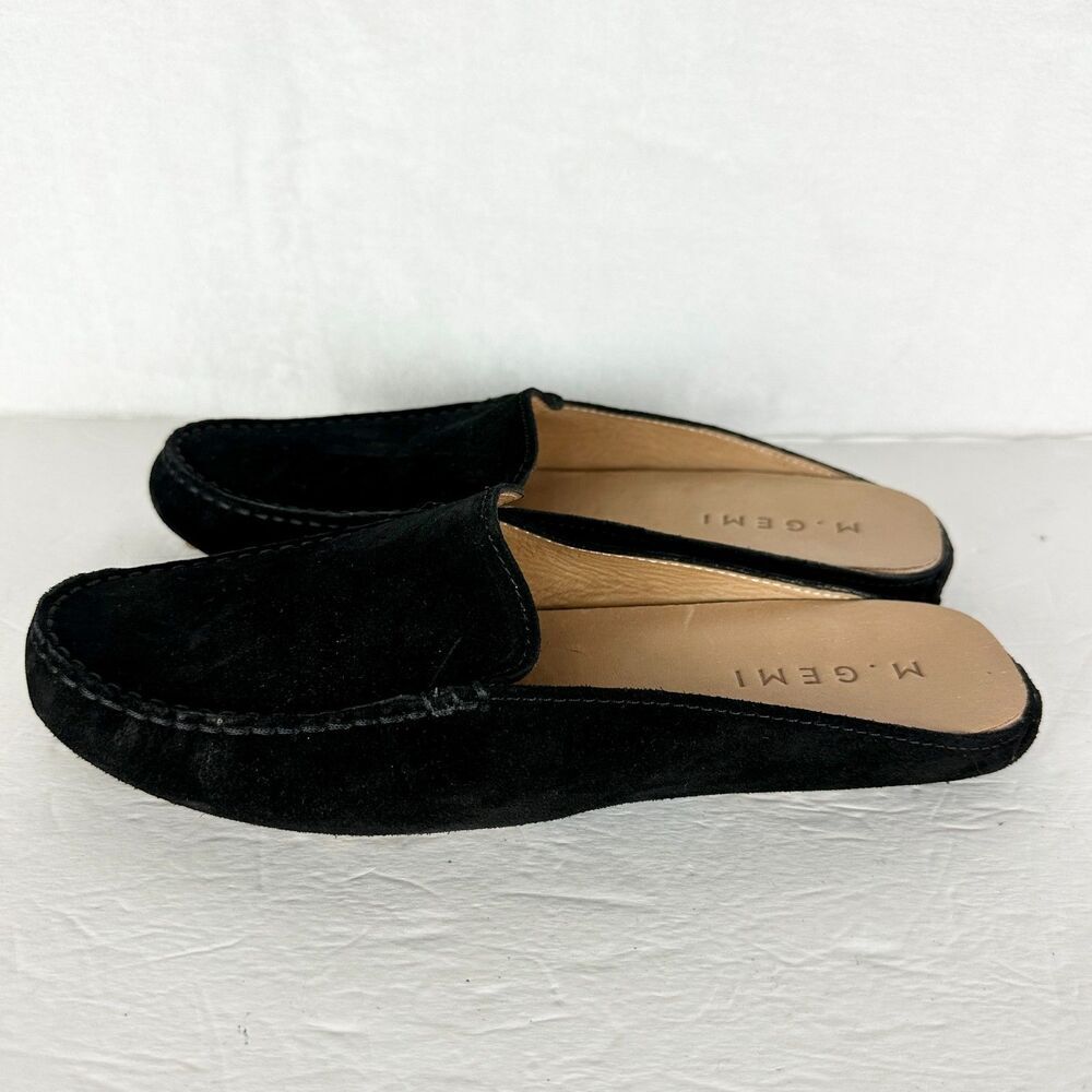 M. Gemi The Felize Mule Size 38 US 7.5 Black Suede Driver Slip On